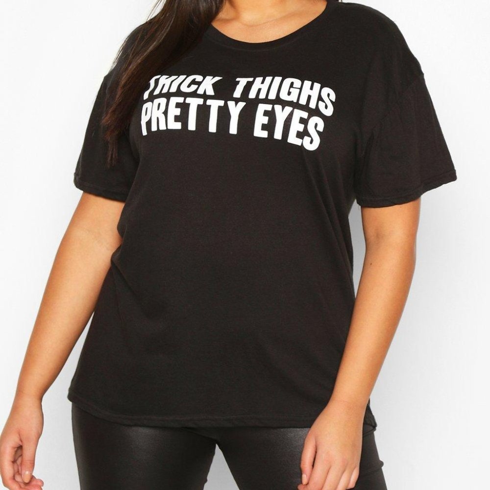 Plus Thick Thighs Pretty Eyes Graphic T-Shirt